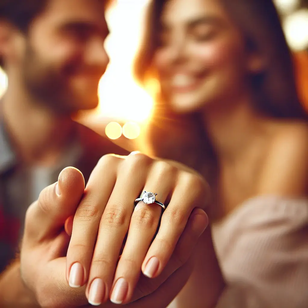 Couple with engagement ring